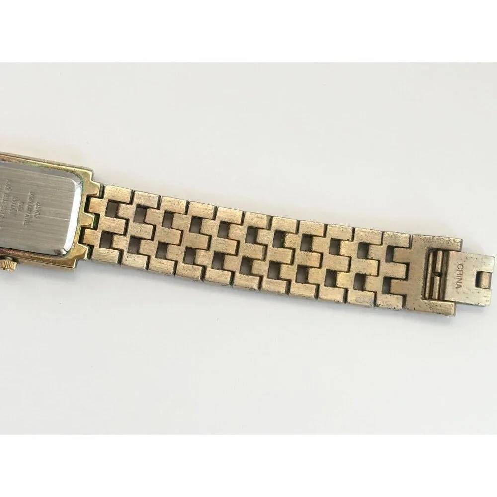 Anne Klein Gold T 735H Rhinestone Mother of Pearl Vintage Wristwatch - 20mm